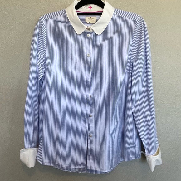 kate spade Tops - Kate Spade striped button down shirt women size 12 great condition 100% cotton